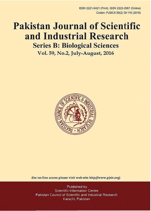 					View Vol. 59 No. 2 (2016): Pakistan Journal of Scientific and Industrial Research  Series B: Biological Sciences
				