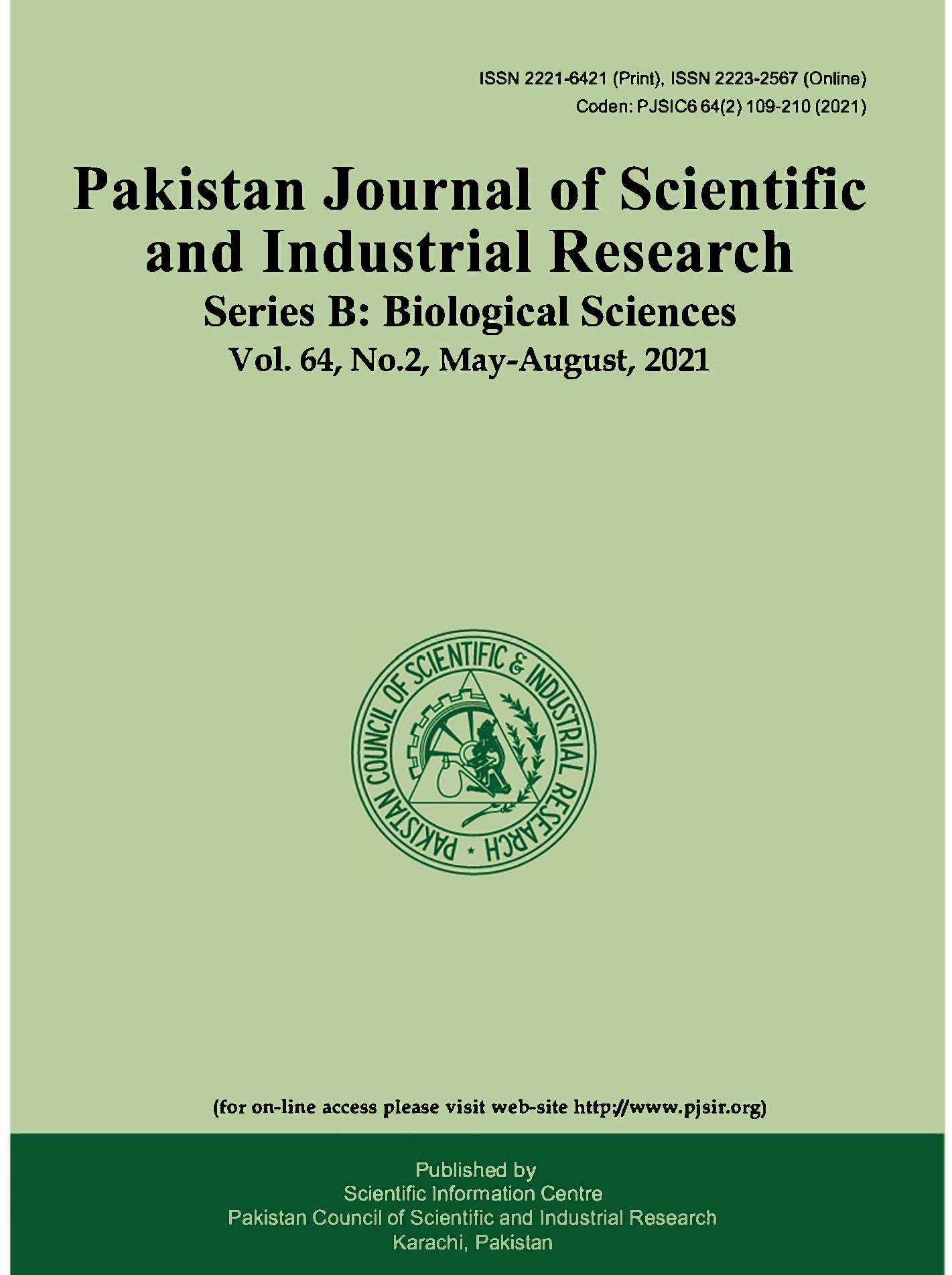 					View Vol. 64 No. 2 (2021): Pakistan Journal of Scientific and Industrial Research Series B: Biological Sciences
				