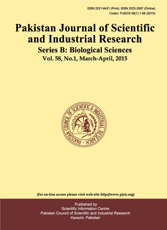 					View Vol. 58 No. 1 (2015): Pakistan Journal of Scientific and Industrial Research Series B: Biological Sciences
				