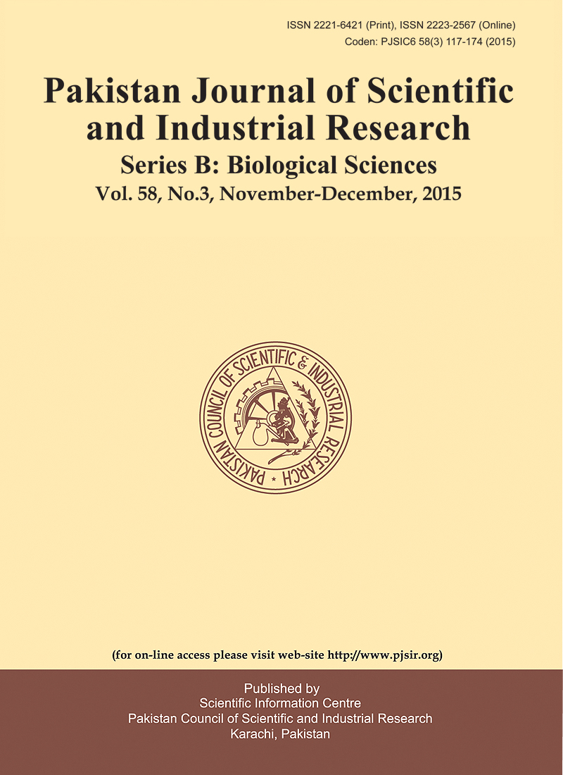 					View Vol. 58 No. 3 (2015): Pakistan Journal of Scientific and Industrial Research Series B: Biological Sciences
				