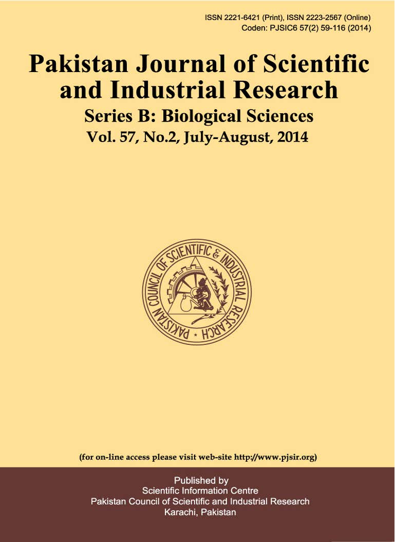 					View Vol. 57 No. 2 (2014): Pakistan Journal of Scientific and Industrial Research Series B: Biological Sciences
				
