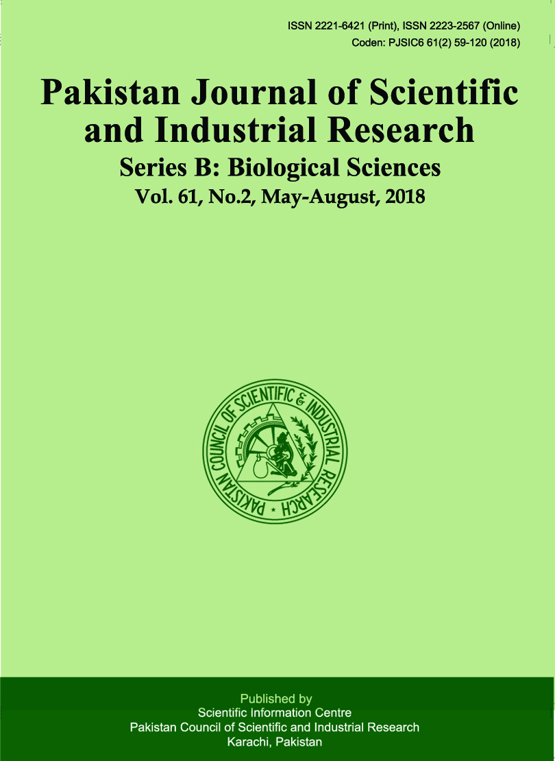					View Vol. 61 No. 2 (2018): Pakistan Journal of Scientific and Industrial Research  Series B: Biological Sciences
				