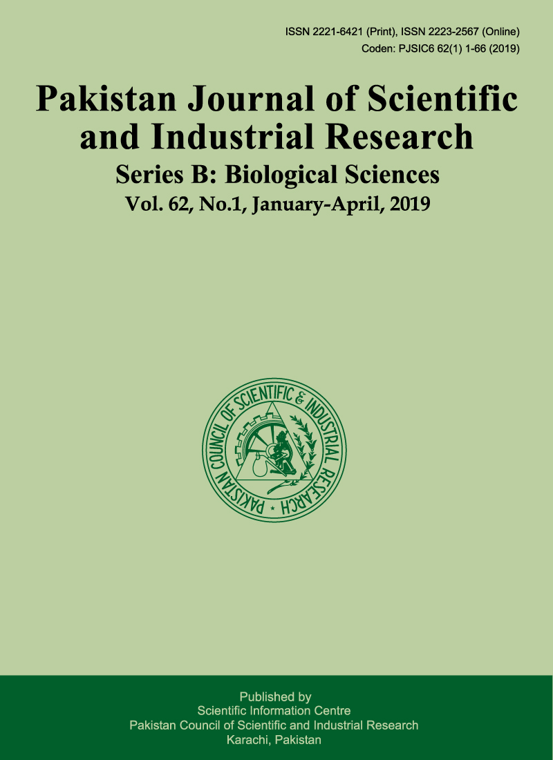 					View Vol. 62 No. 1 (2019): Pakistan Journal of Scientific and Industrial Research Series B: Biological Sciences
				