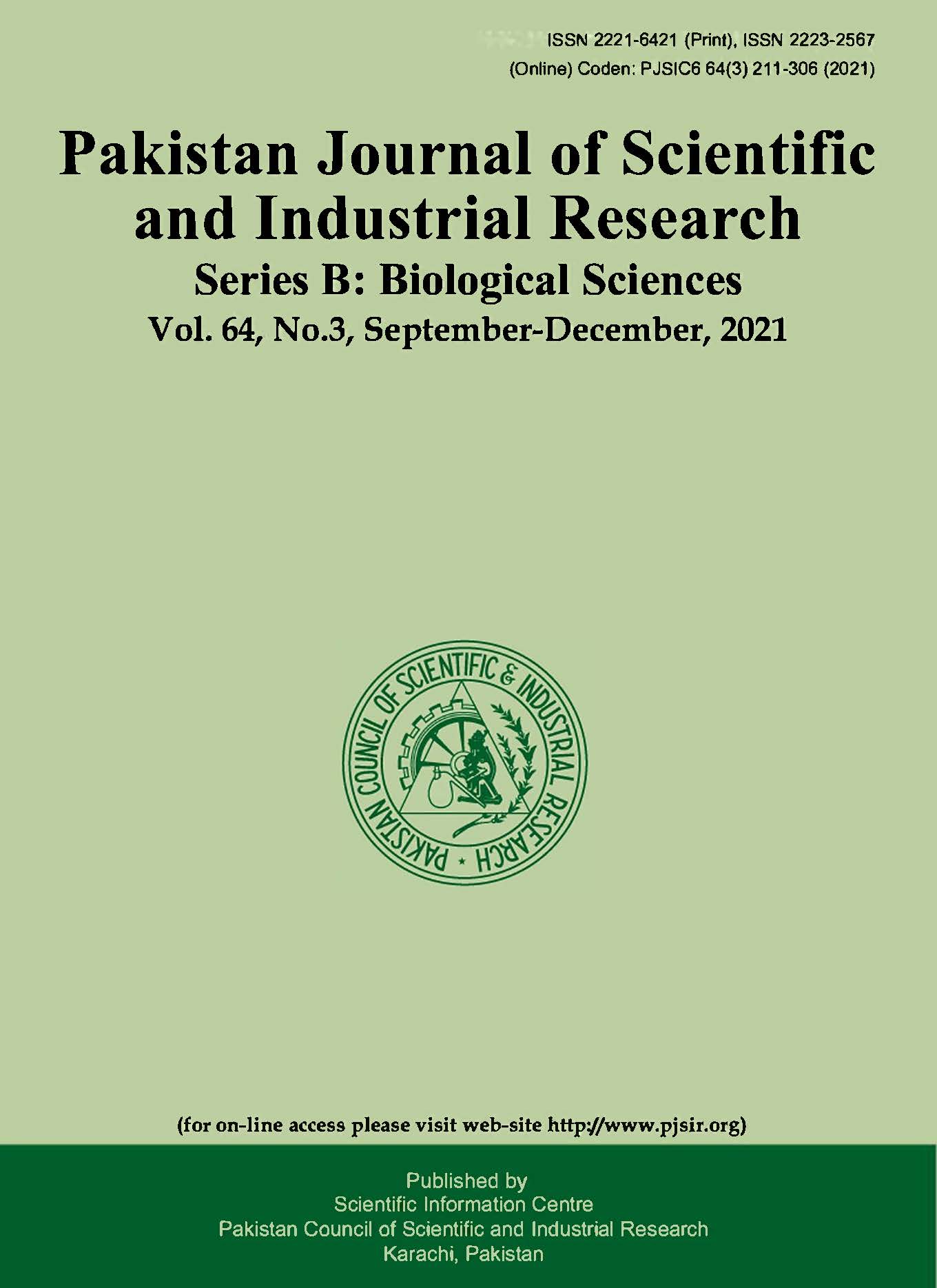 					View Vol. 64 No. 3 (2021): Pakistan Journal of Scientific and Industrial Research Series B: Biological Sciences
				