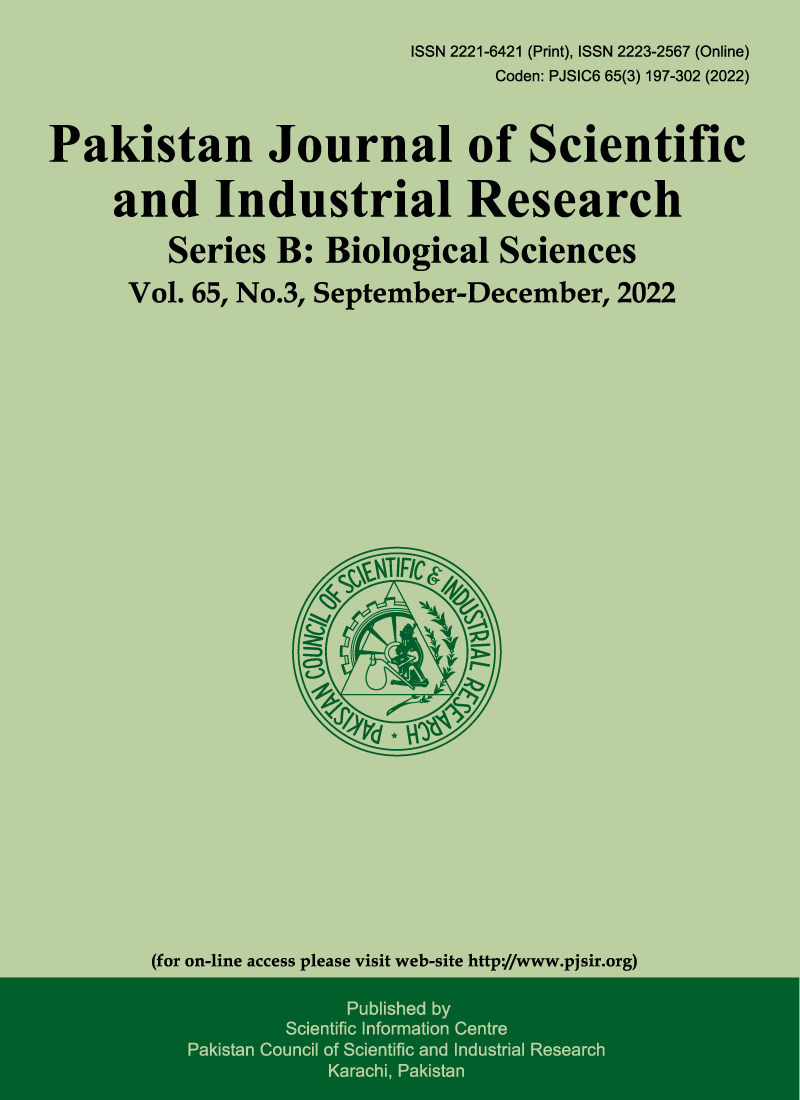 					View Vol. 65 No. 3 (2022): Pakistan Journal of Scientific and Industrial Research Series B: Biological Sciences
				