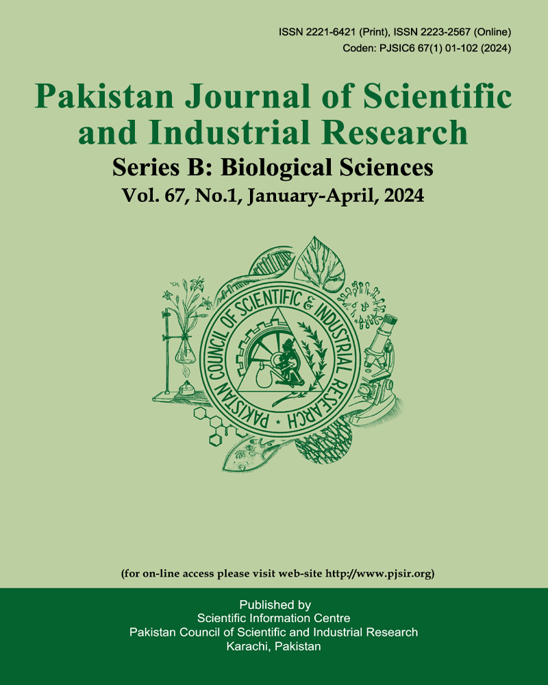 					View Vol. 67 No. 1 (2024): Pakistan Journal of Scientific and Industrial Research Series B: Biological Sciences
				