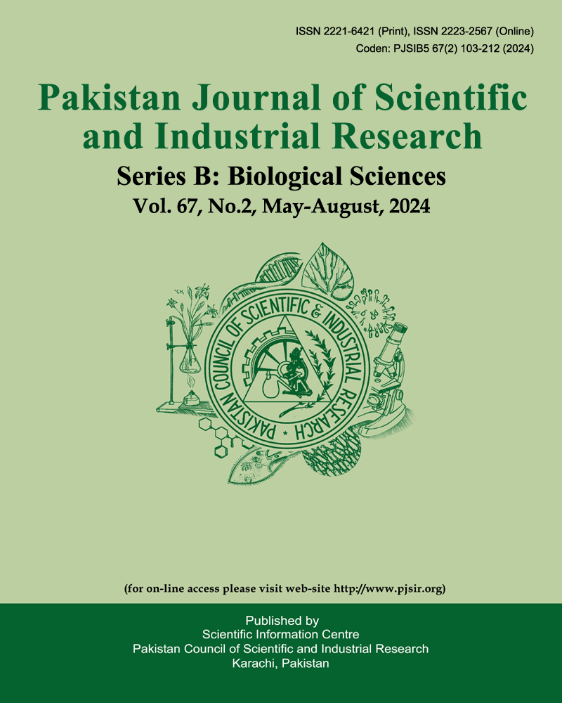 					View Vol. 67 No. 2 (2024): Pakistan Journal of Scientific and Industrial Research Series B: Biological Sciences
				