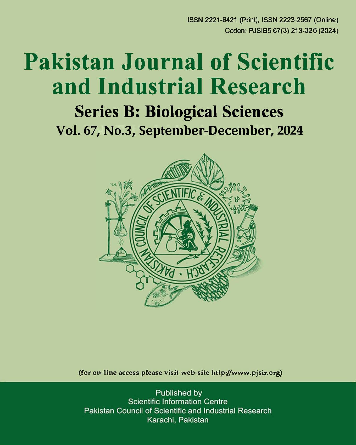 					View Vol. 67 No. 3 (2024): Pakistan Journal of Scientific and Industrial Research  Series B: Biological Sciences
				