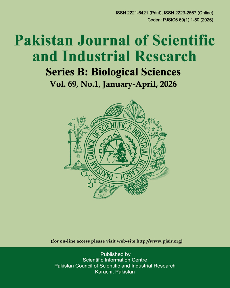 					View Vol. 69 No. 1 (2026): Pakistan Journal of Scientific and Industrial Research Series B: Biological Sciences
				